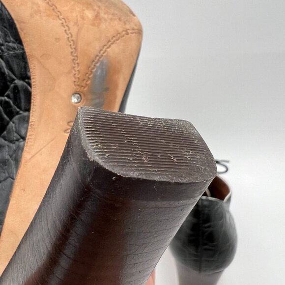 Corso Como Black Alligator Print Lace-up Oxford Heels Size 8.5 - Picture 6 of 10